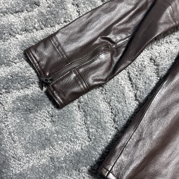 Denim & Co D&CO Leather Ladies Brown Motorcycle Jacket, Size M, Style A201535 - Picture 8 of 15